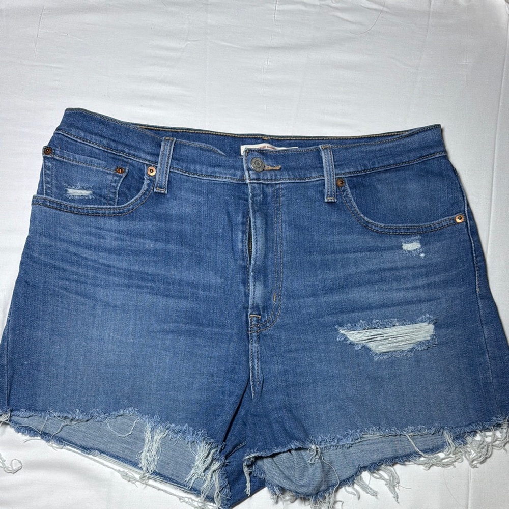 Levi's Blue Distressed Jean Shorts
